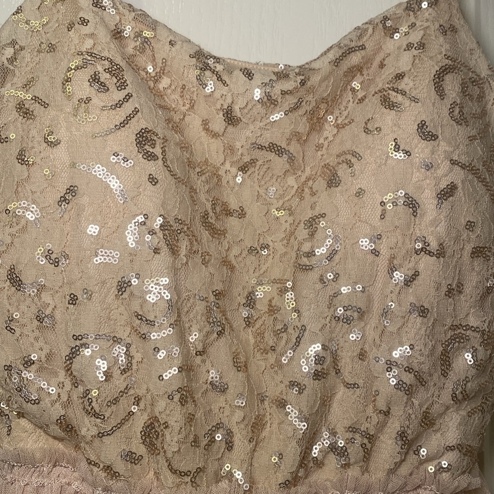 Chelsea & Violet Pink and Champagne Beige Tulle Party Mini Dress Size Large NWT - Picture 4 of 14